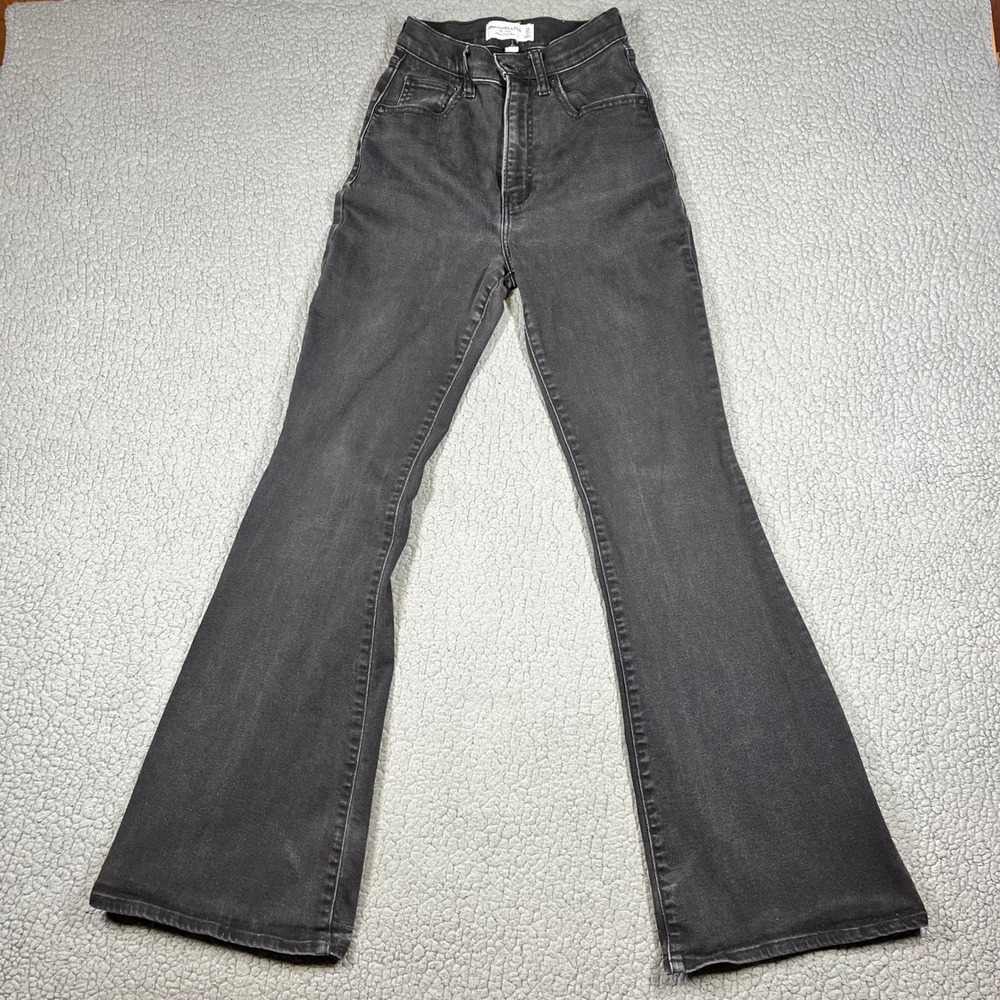 Abercrombie & Fitch The Flare Jeans Women 25 0R Curve Love Ultra High Rise Black